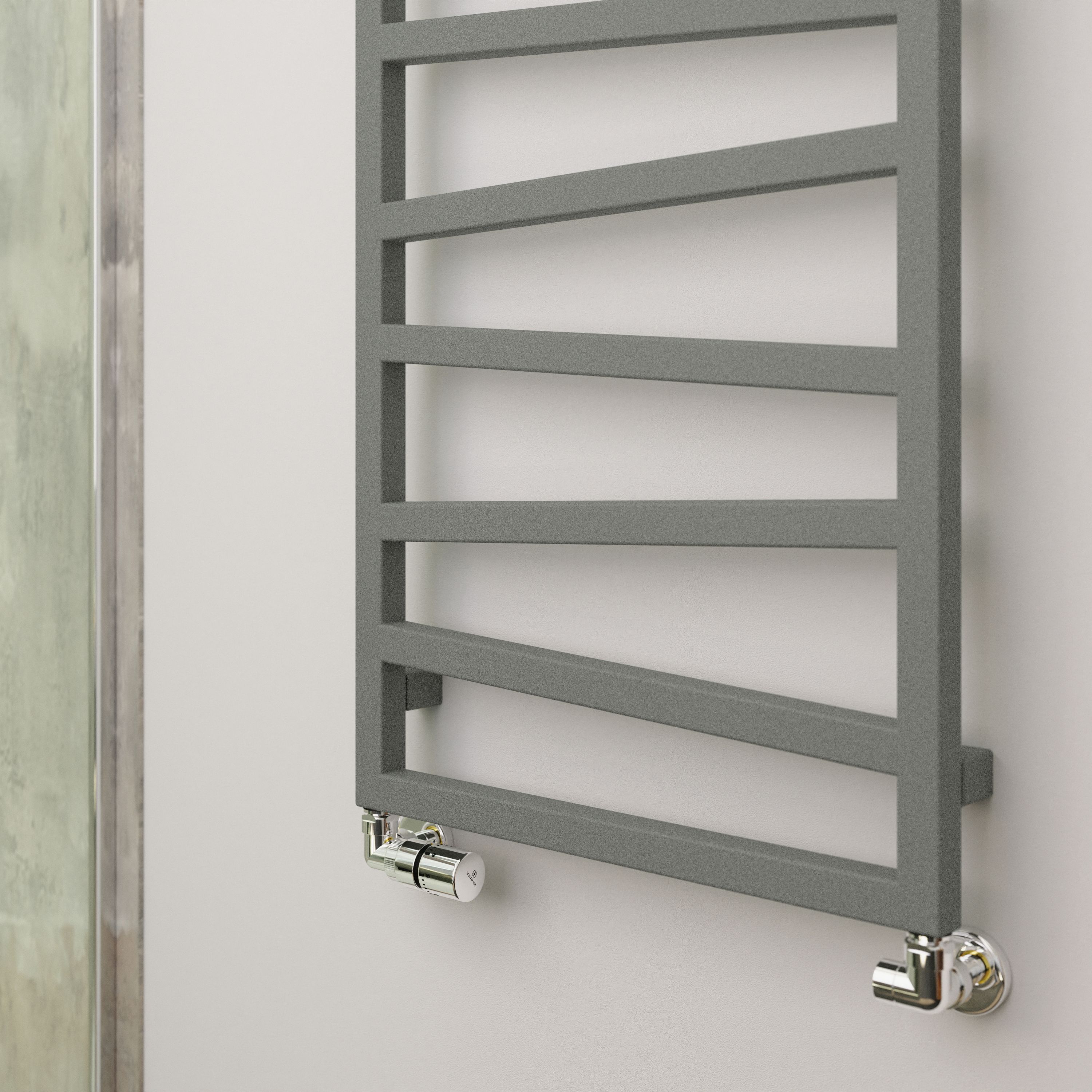 Terma Zig-Zag Grey Flat Towel warmer (W)500mm x (H)835mm