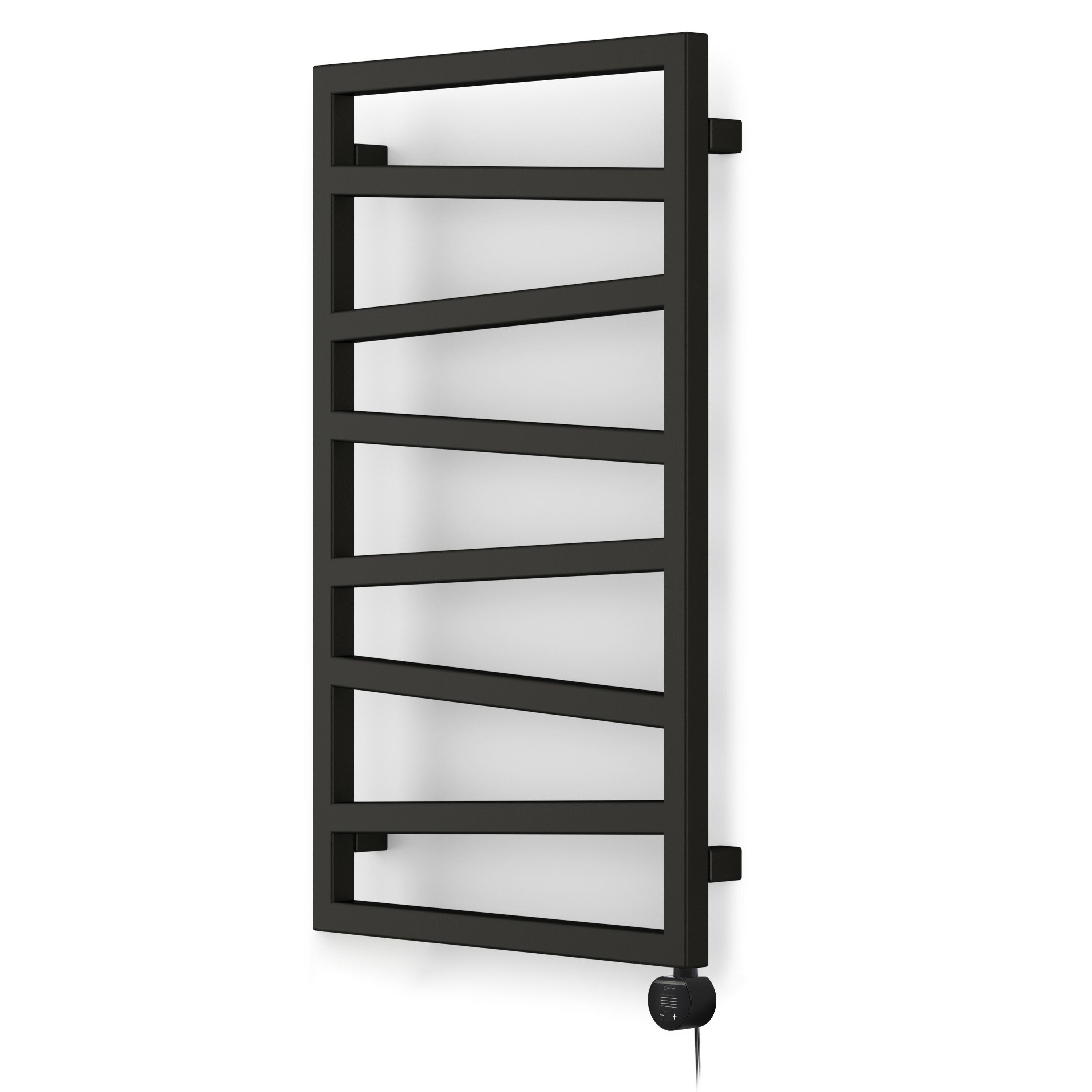 Terma Zig Zag Matt heban black Oil-filled 1023BTU Electric towel radiator (H) 835mm x (W) 500mm