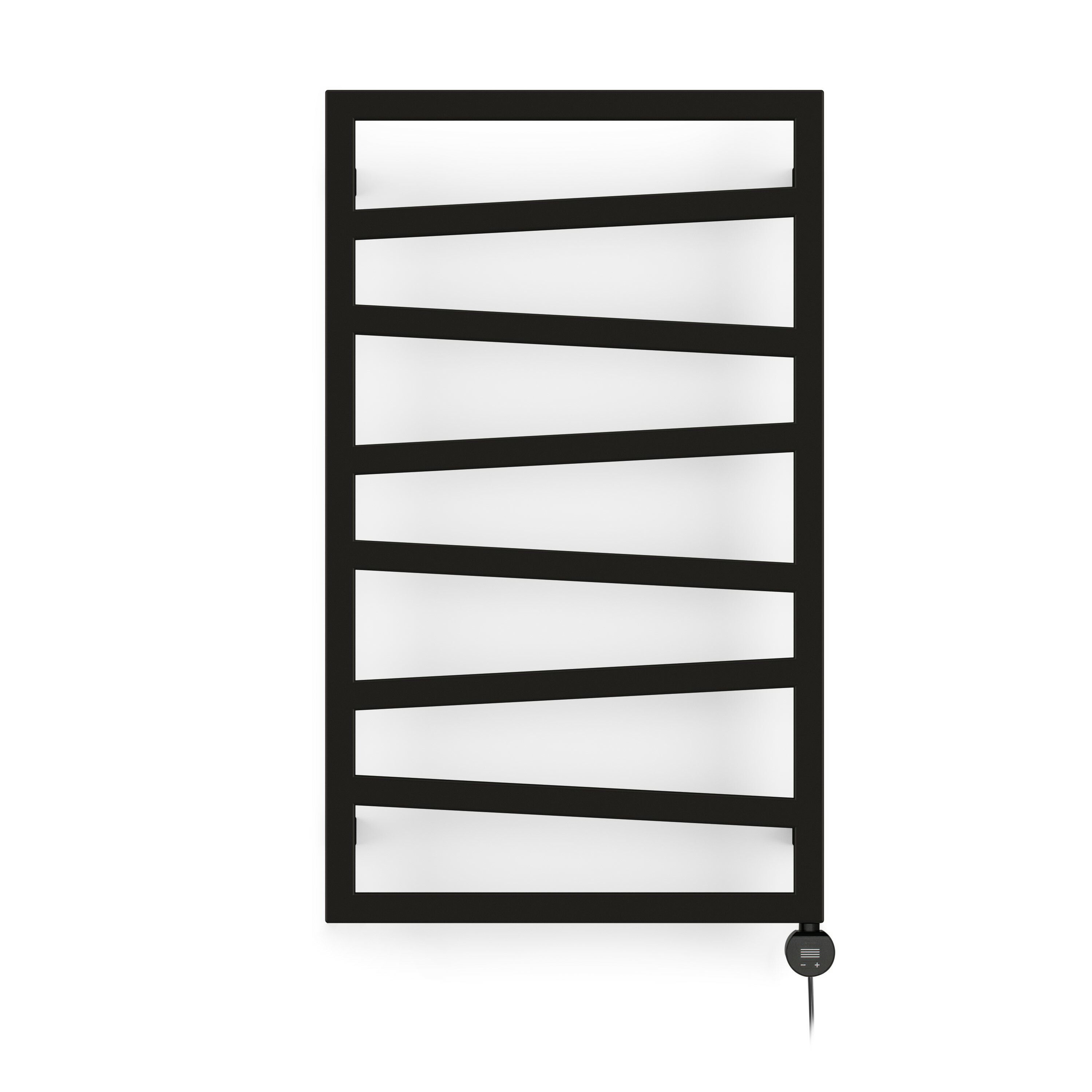 Terma Zig Zag Matt heban black Oil-filled 1023BTU Electric towel radiator (H) 835mm x (W) 500mm