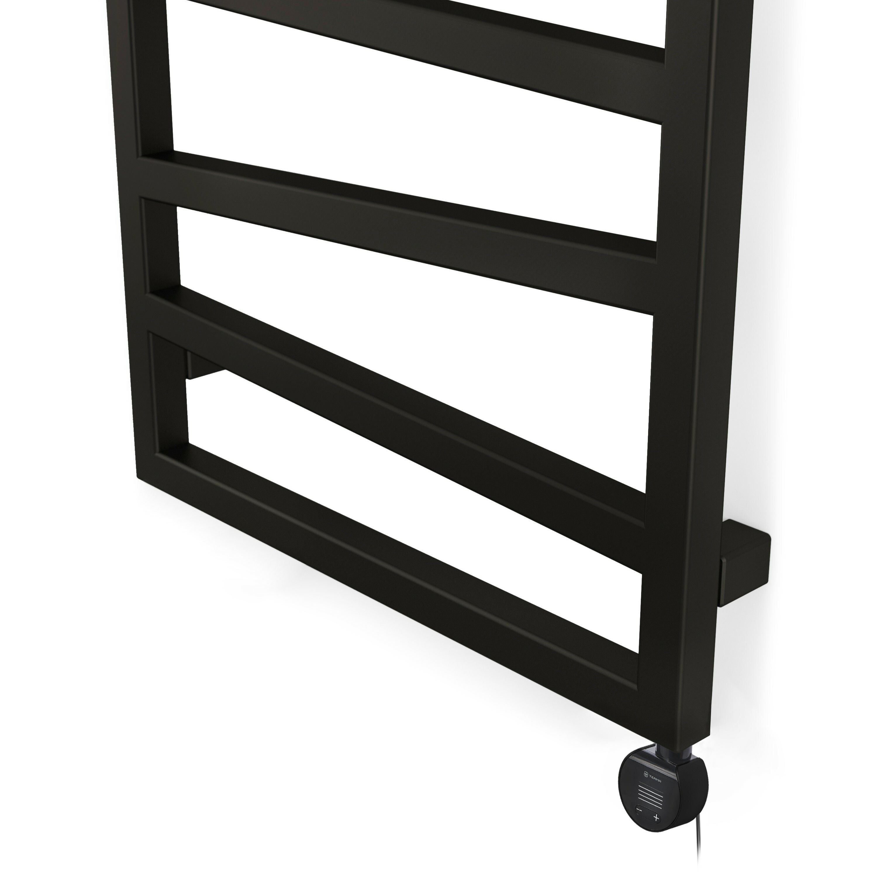 Terma Zig Zag Matt heban black Oil-filled 1023BTU Electric towel radiator (H) 835mm x (W) 500mm
