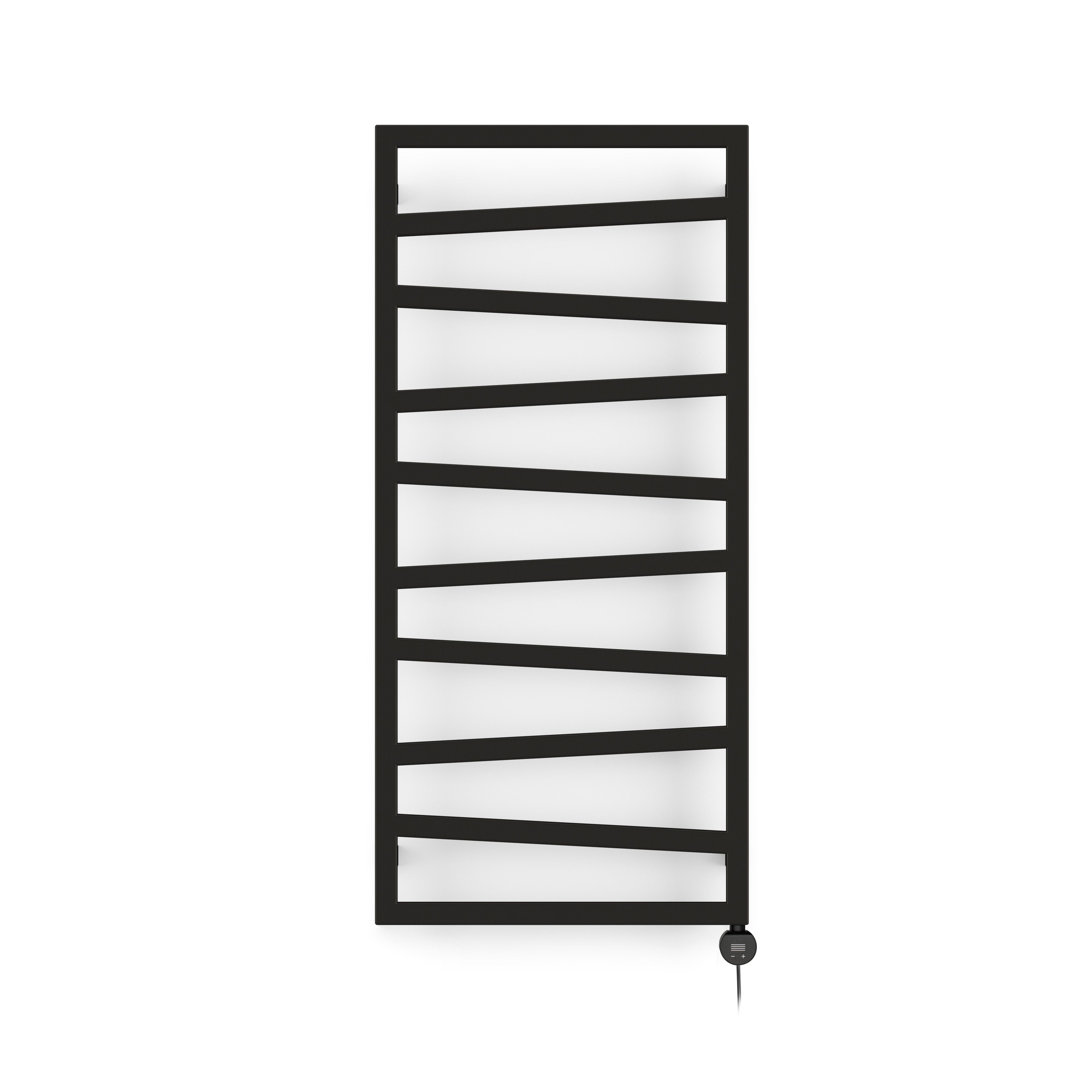 Terma Zig Zag Matt heban black Oil-filled 1364BTU Electric towel radiator (H) 1070mm x (W) 500mm