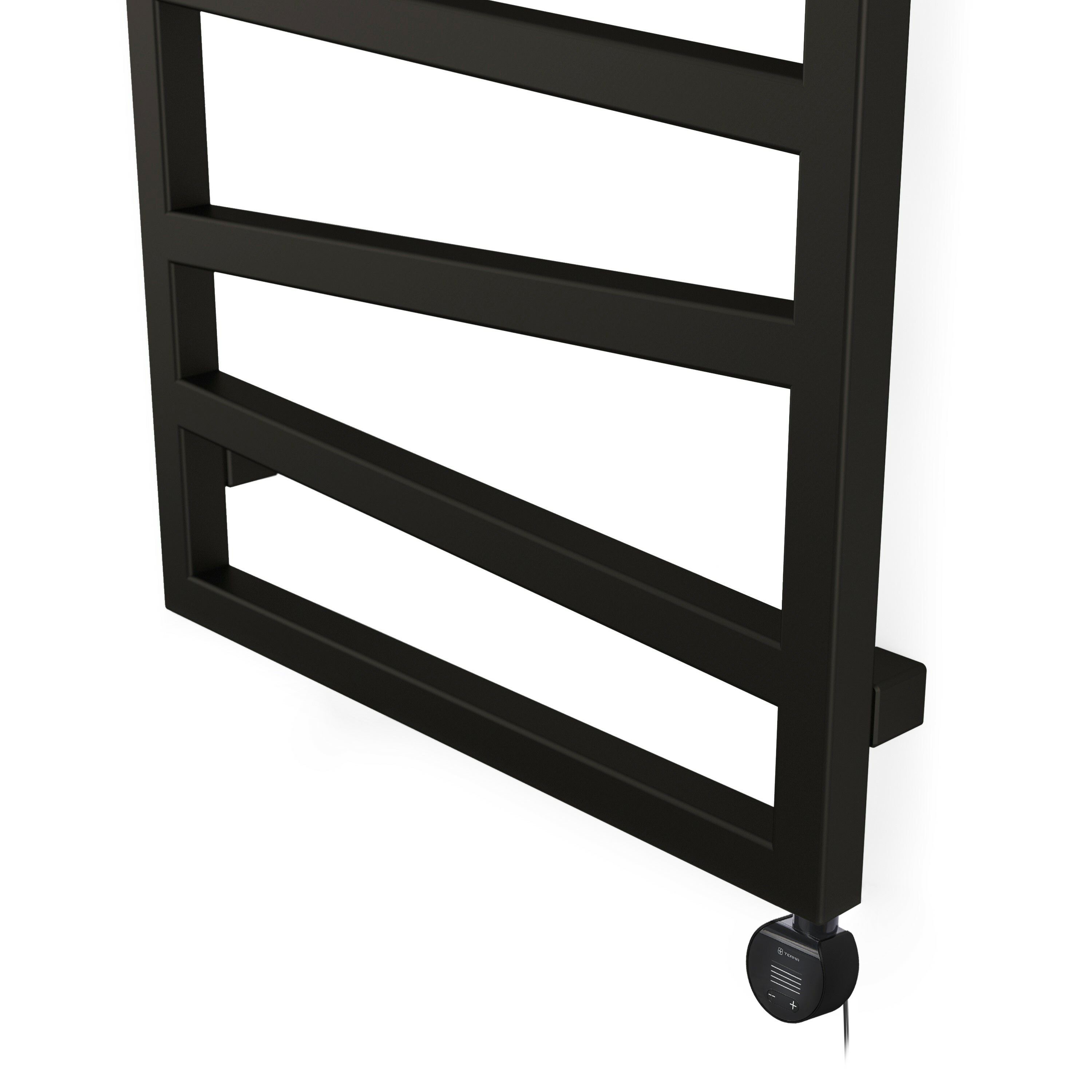 Terma Zig Zag Matt heban black Oil-filled 1364BTU Electric towel radiator (H) 1070mm x (W) 500mm