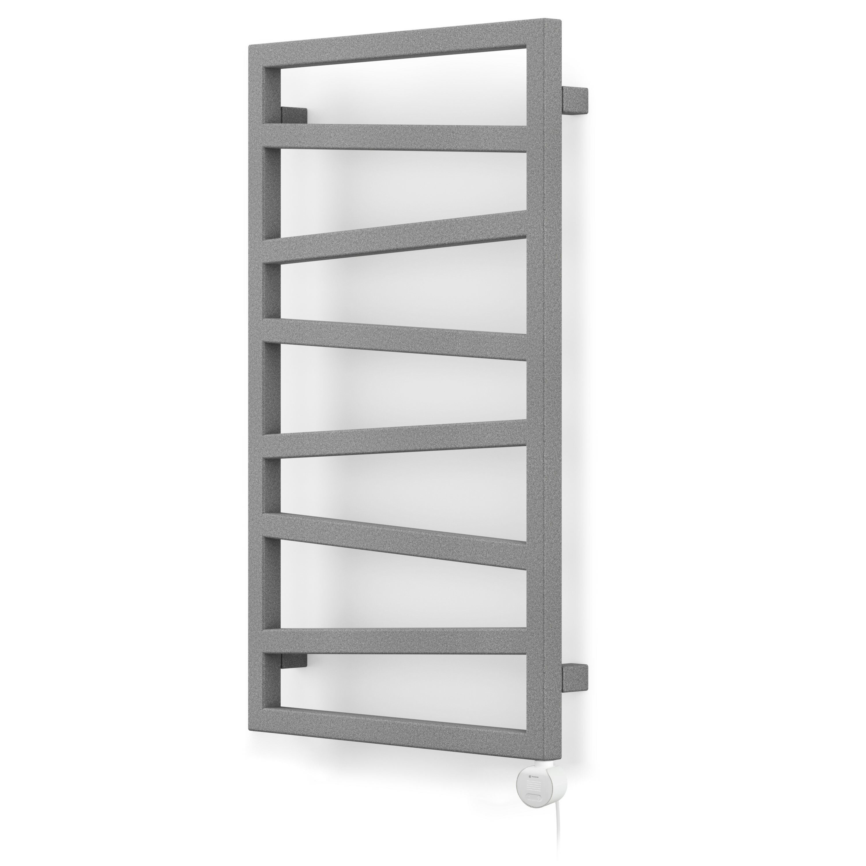 Terma Zig Zag Matt salt n pepper Oil-filled 1023BTU Electric towel radiator (H) 835mm x (W) 500mm