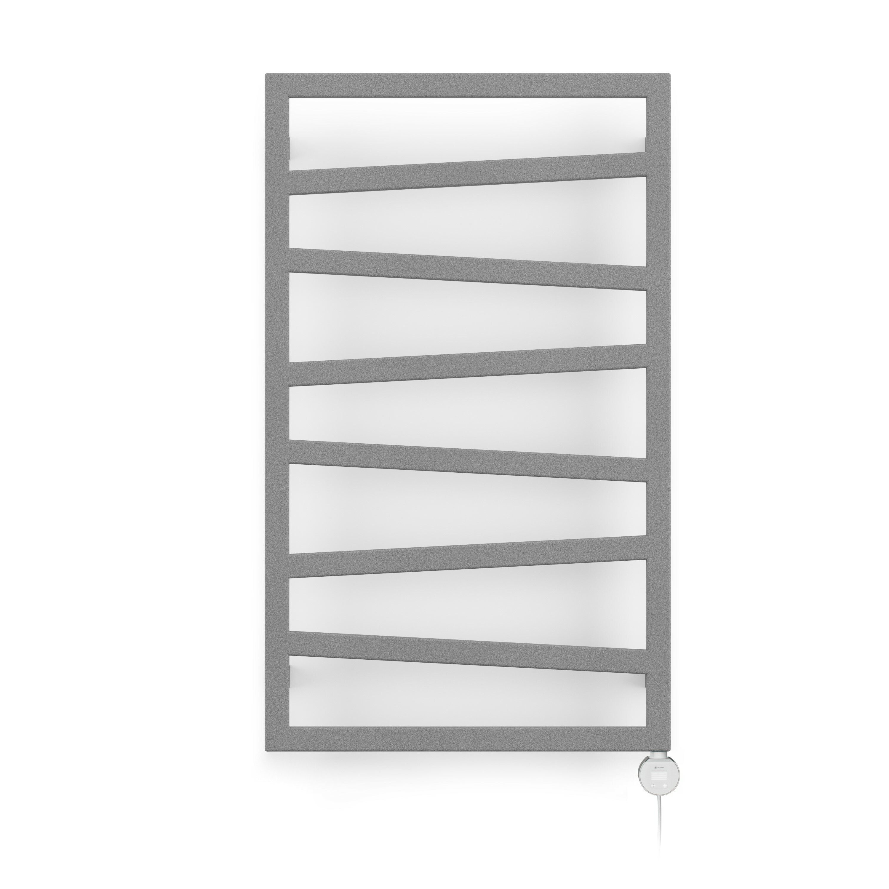 Terma Zig Zag Matt salt n pepper Oil-filled 1023BTU Electric towel radiator (H) 835mm x (W) 500mm