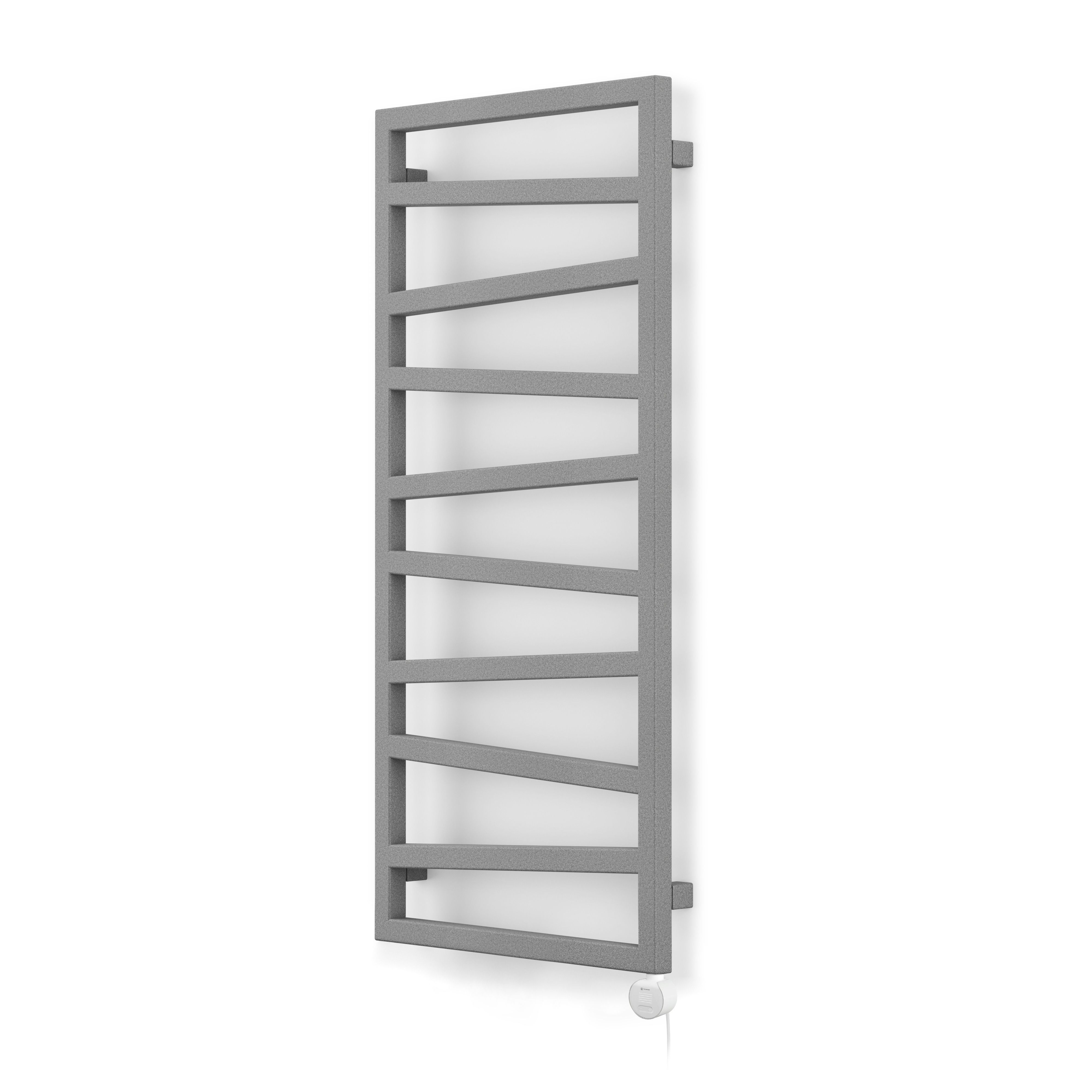 Terma Zig Zag Matt salt n pepper Oil-filled 1364BTU Electric towel radiator (H) 1070mm x (W) 500mm