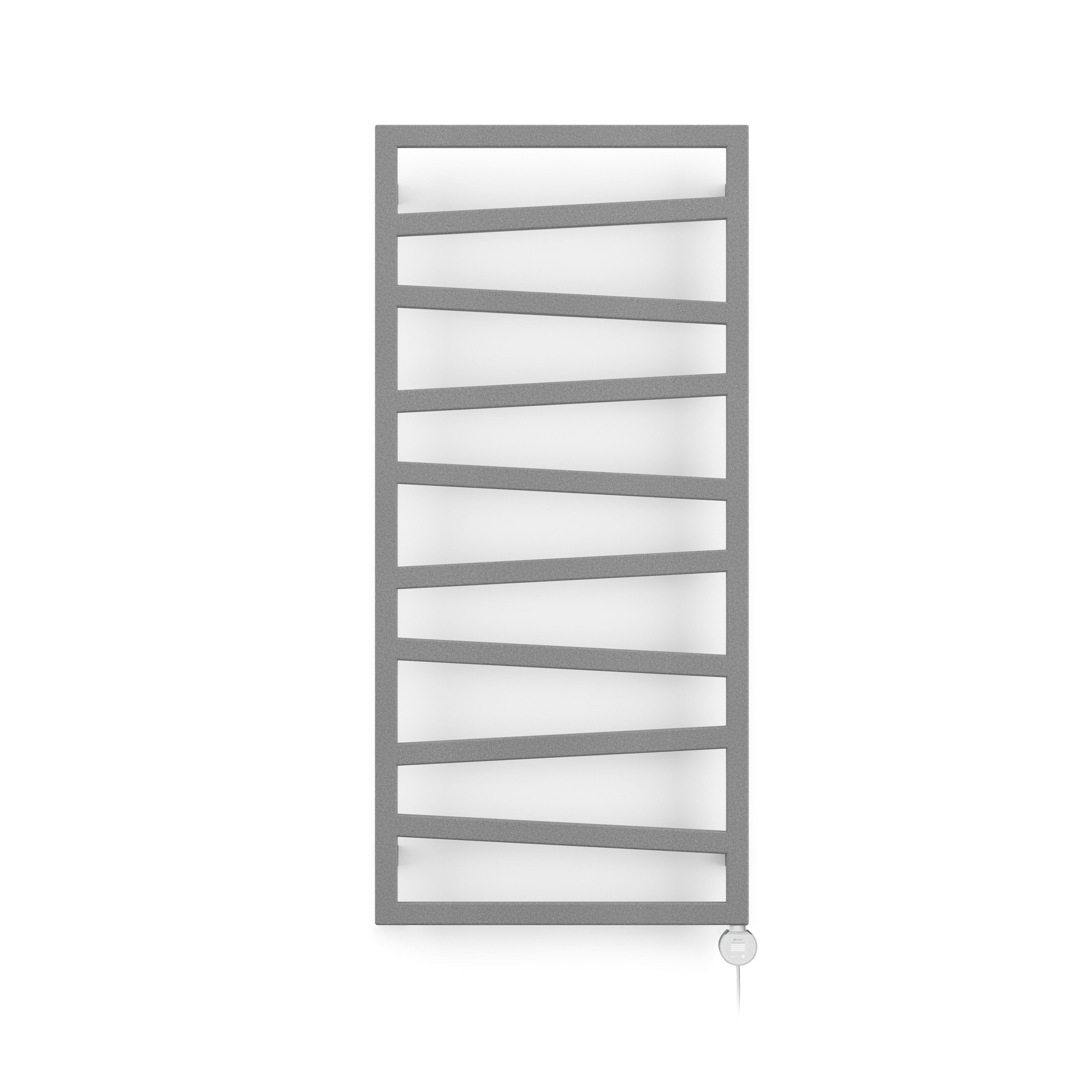 Terma Zig Zag Matt salt n pepper Oil-filled 1364BTU Electric towel radiator (H) 1070mm x (W) 500mm