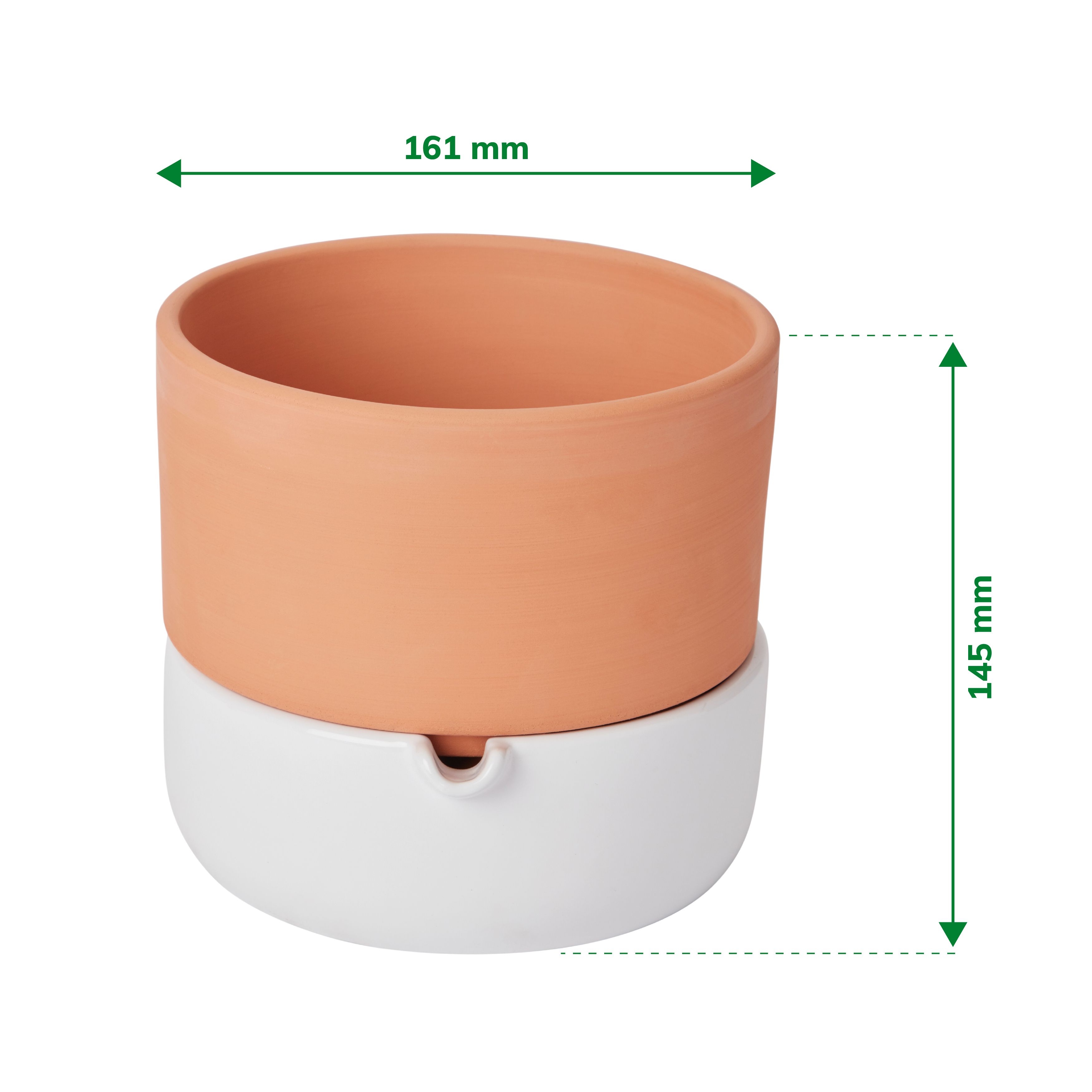 Terracotta & white Terracotta Circular Plant pot (Dia)16.1cm