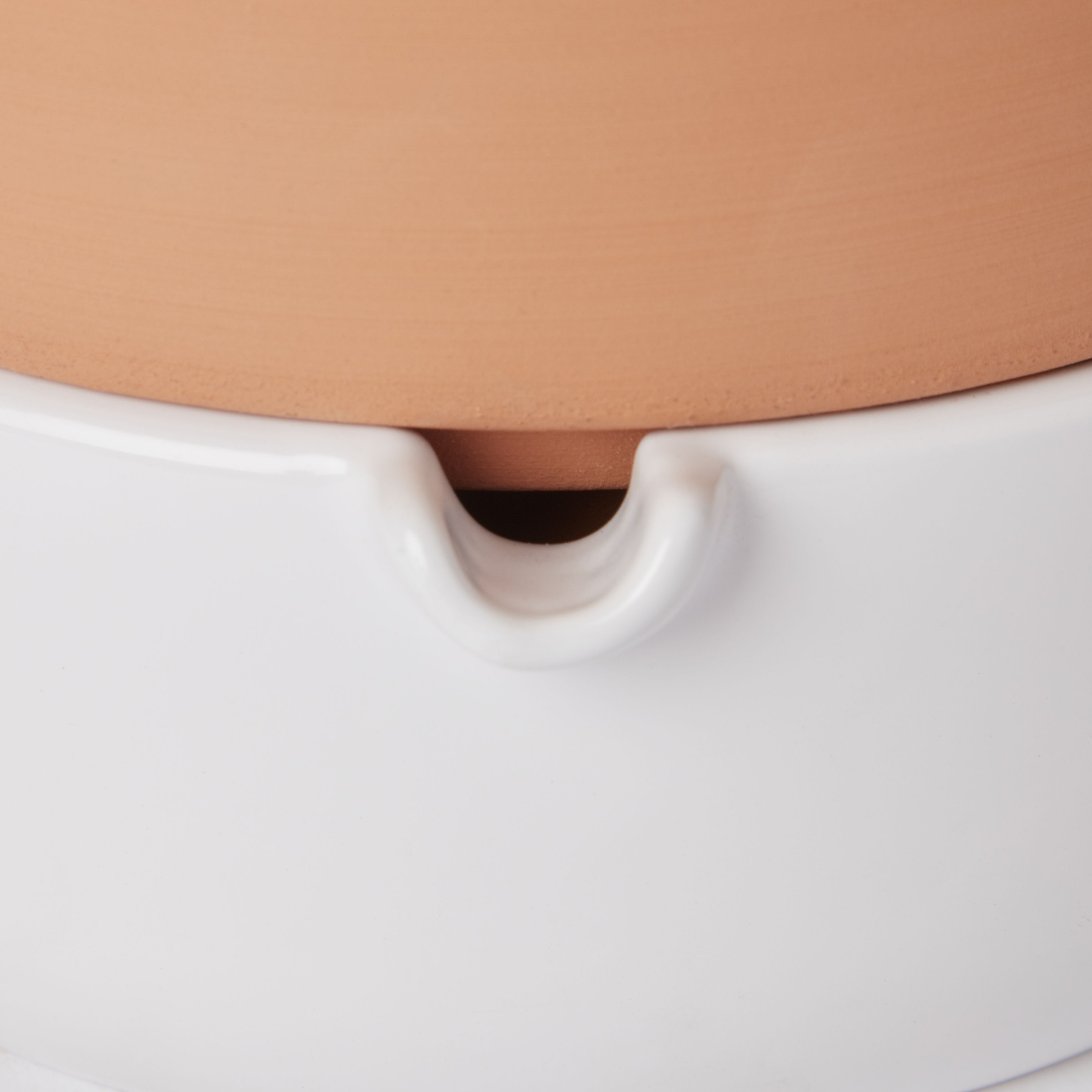 Terracotta & white Terracotta Circular Plant pot (Dia)16.1cm