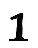 The House Nameplate Company Black Iron effect Metal Self-adhesive House number 1, (H)60mm (W)40mm