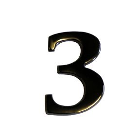 The House Nameplate Company Black Nickel effect Metal Self-adhesive House number 3, (H)60mm (W)40mm