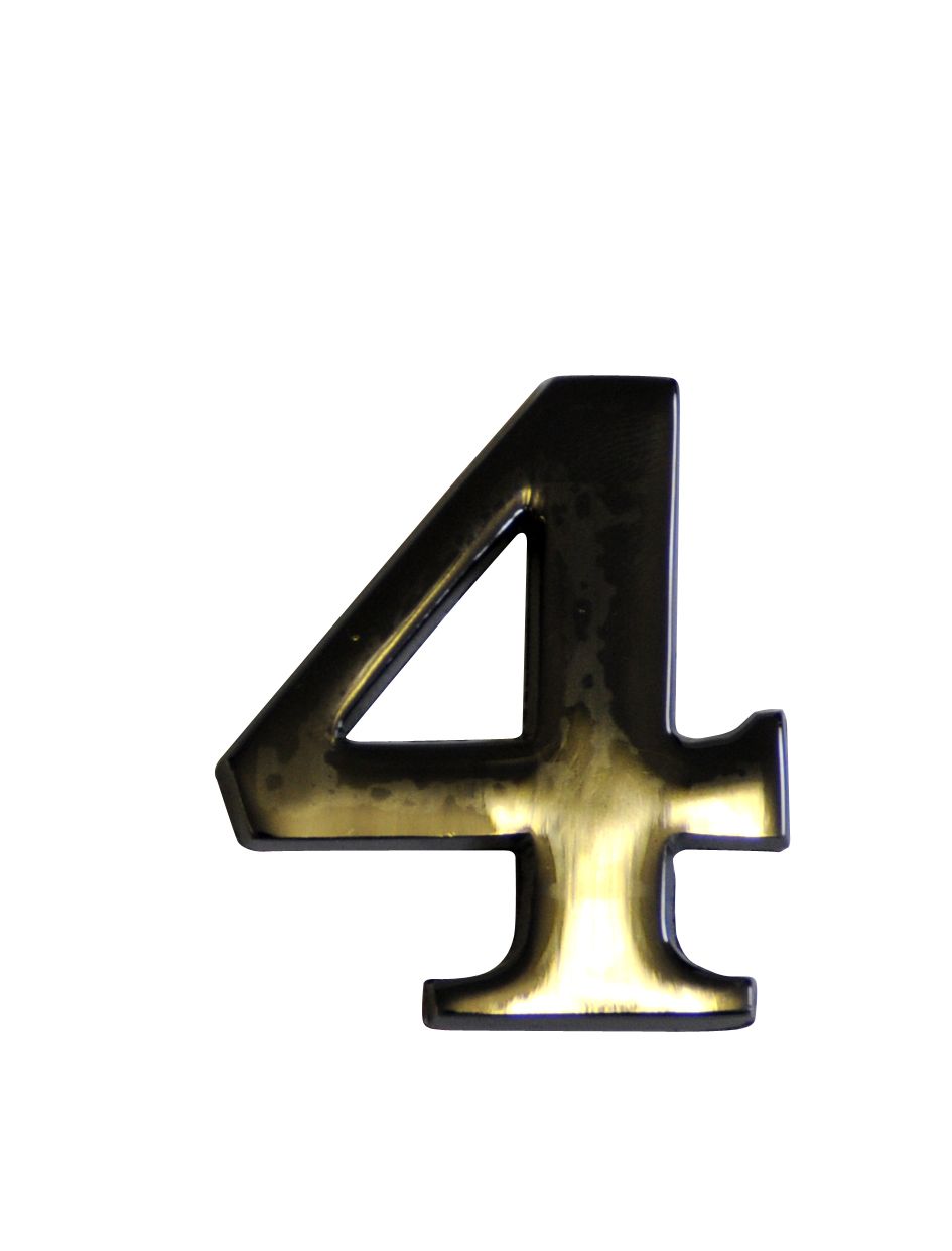 The House Nameplate Company Black Nickel effect Metal Self-adhesive House number 4, (H)60mm (W)40mm