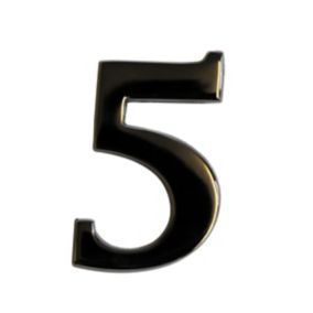 The House Nameplate Company Black Nickel effect Metal Self-adhesive House number 5, (H)60mm (W)40mm