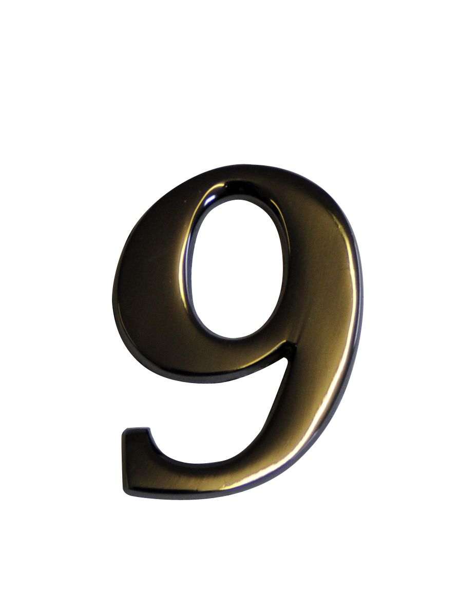The House Nameplate Company Black Nickel effect Metal Self-adhesive House number 9, (H)60mm (W)40mm