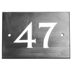 The House Nameplate Company Black & white Slate Non self-adhesive Rectangular House number 47, (H)102mm (W)140mm