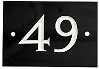 The House Nameplate Company Black & white Slate Non self-adhesive Rectangular House number 49, (H)102mm (W)140mm