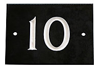 The House Nameplate Company Black & white Slate Rectangular House number 10, (H)102mm (W)140mm