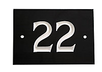 The House Nameplate Company Black & white Slate Rectangular House number 22, (H)102mm (W)140mm