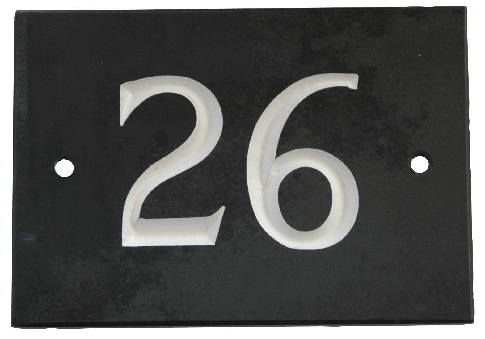 The House Nameplate Company Black & white Slate Rectangular House number 26, (H)102mm (W)140mm