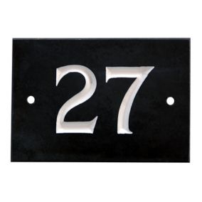 The House Nameplate Company Black & white Slate Rectangular House number 27, (H)102mm (W)140mm