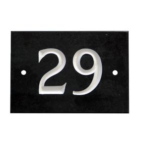 The House Nameplate Company Black & white Slate Rectangular House number 29, (H)102mm (W)140mm