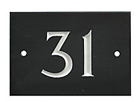 The House Nameplate Company Black & white Slate Rectangular House number 31, (H)102mm (W)140mm