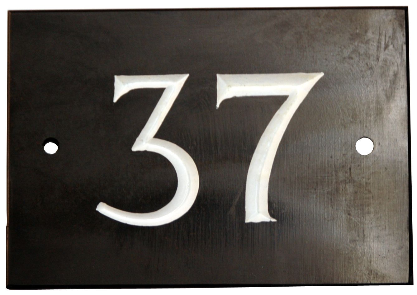 The House Nameplate Company Black & white Slate Rectangular House number 37, (H)102mm (W)140mm