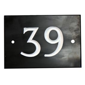 The House Nameplate Company Black & white Slate Rectangular House number 39, (H)102mm (W)140mm