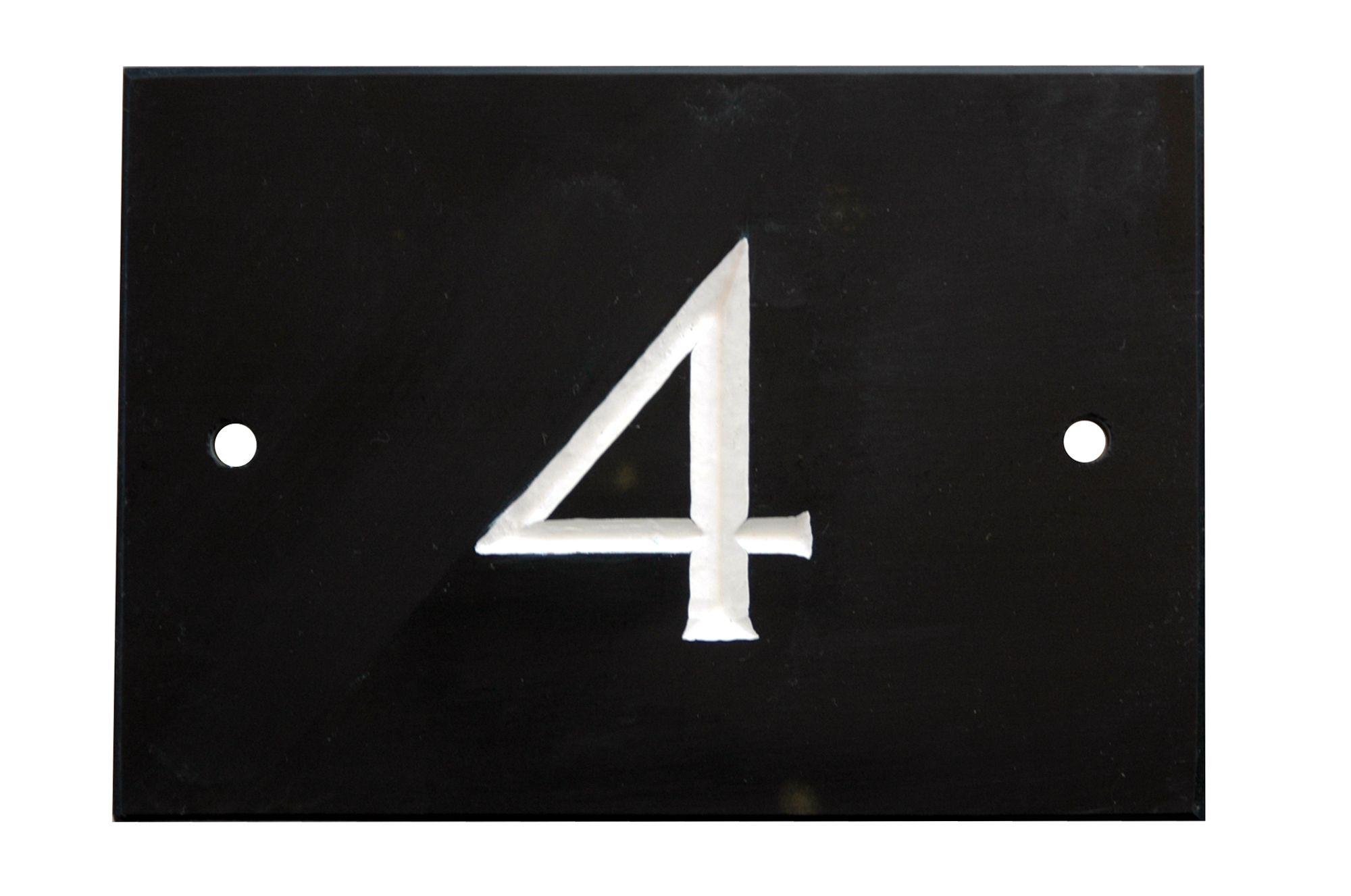 The House Nameplate Company Black & white Slate Rectangular House number 4, (H)102mm (W)140mm