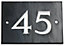 The House Nameplate Company Black & white Slate Rectangular House number 45, (H)102mm (W)140mm