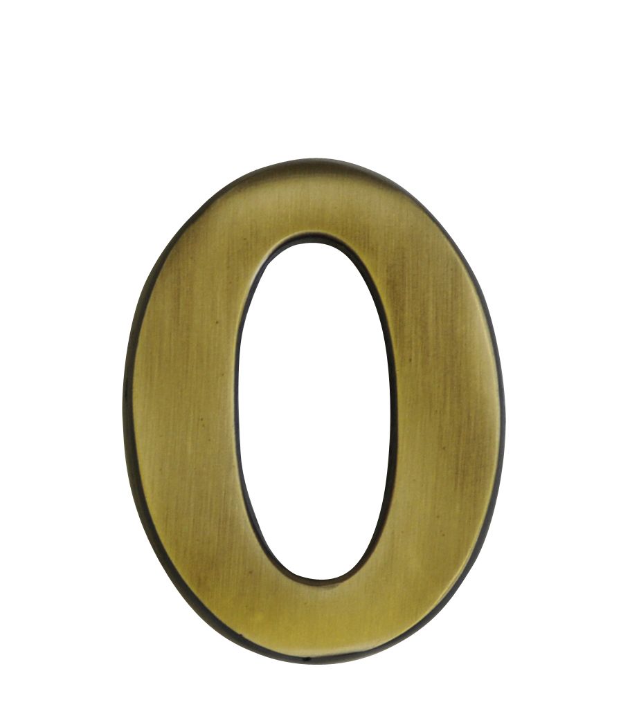 The House Nameplate Company Brass effect Metal Self-adhesive House number 0, (H)60mm (W)40mm