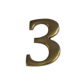 The House Nameplate Company Brass Self-adhesive House number 3, (H)60mm (W)40mm