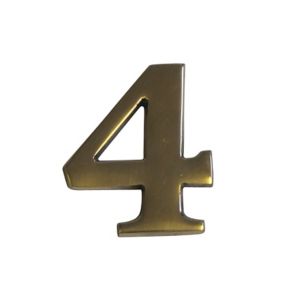 The House Nameplate Company Brass Self-adhesive House number 4, (H)60mm (W)40mm