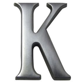 The House Nameplate Company Brushed Silver effect Aluminium Self-adhesive House letter K, (H)40mm (W)25mm