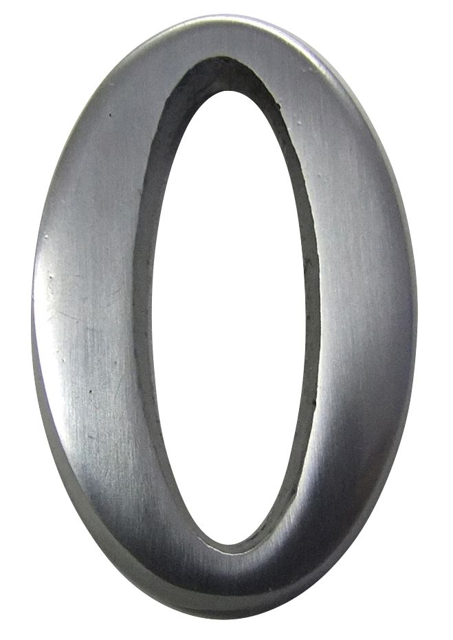 The House Nameplate Company Brushed Silver effect Aluminium Self-adhesive House number 0, (H)40mm (W)25mm