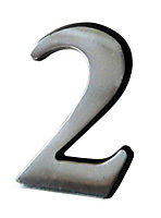 The House Nameplate Company Brushed Silver effect Aluminium Self-adhesive House number 2, (H)50mm (W)25mm