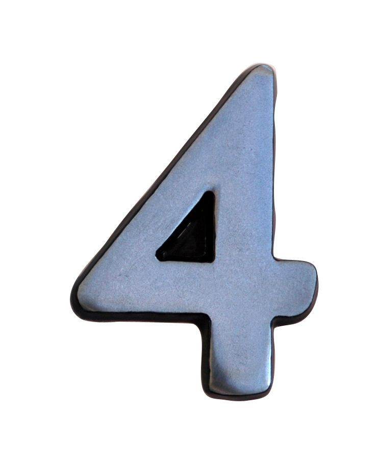 The House Nameplate Company Brushed Silver effect Aluminium Self-adhesive House number 4, (H)50mm (W)25mm