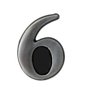 The House Nameplate Company Brushed Silver effect Aluminium Self-adhesive House number 6, (H)50mm (W)25mm
