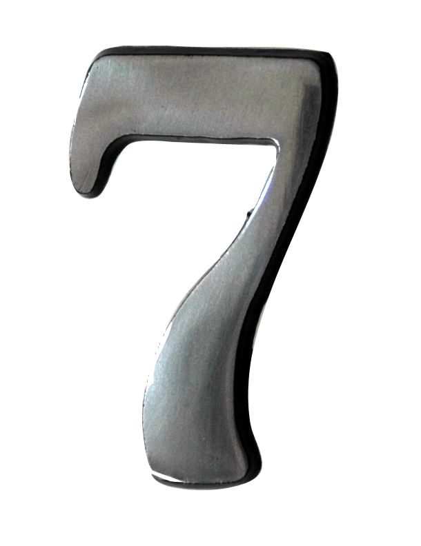 The House Nameplate Company Brushed Silver effect Aluminium Self-adhesive House number 7, (H)50mm (W)25mm