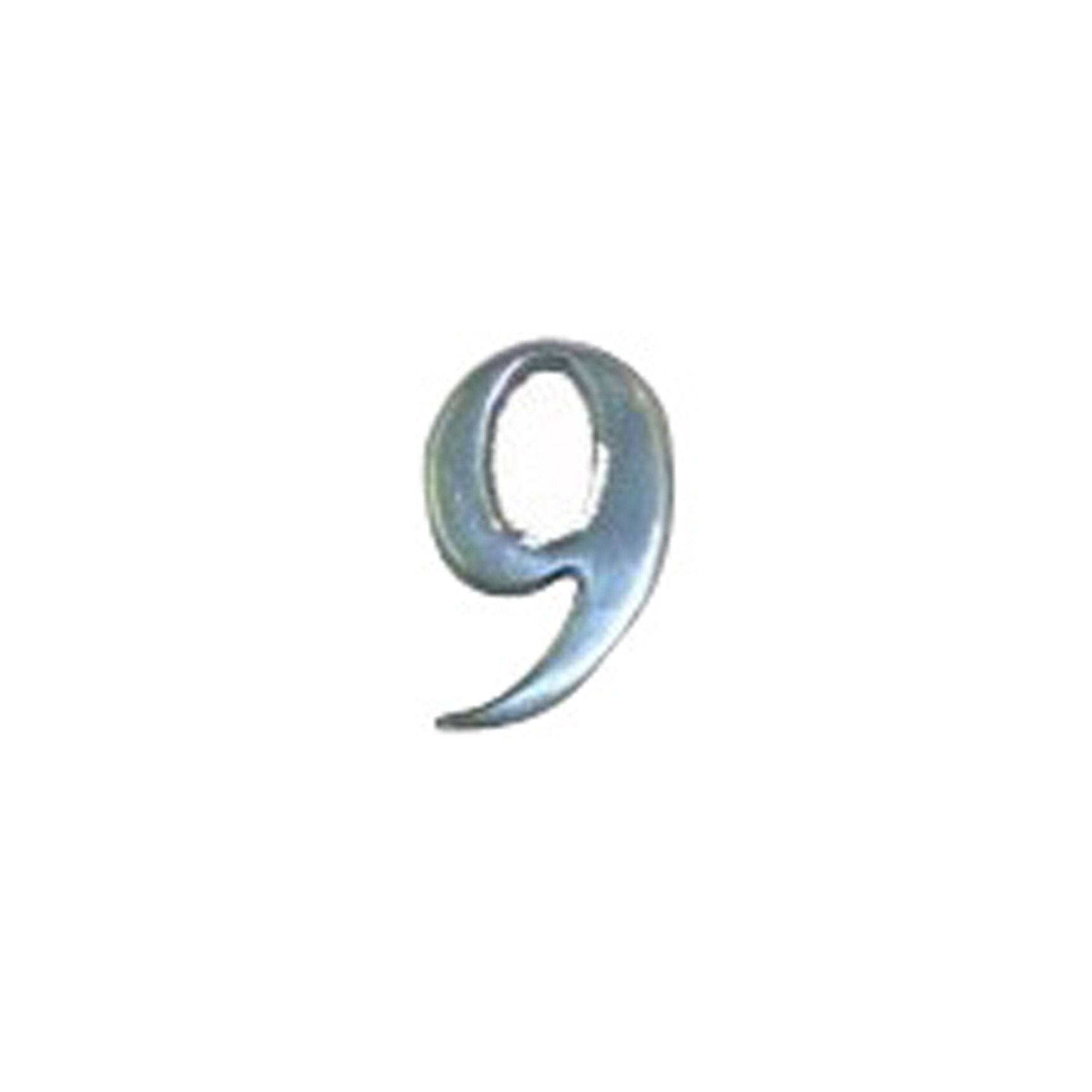 The House Nameplate Company Brushed Silver effect Aluminium Self-adhesive House number 9, (H)40mm (W)25mm