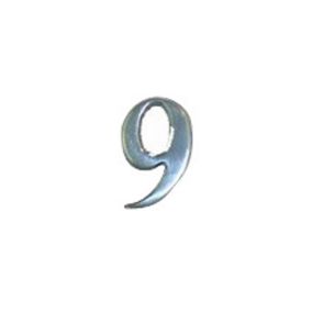 The House Nameplate Company Brushed Silver effect Aluminium Self-adhesive House number 9, (H)40mm (W)25mm