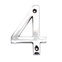 The House Nameplate Company Chrome-plated Zinc alloy House number 4, (H)100mm (W)60mm