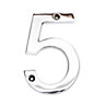 The House Nameplate Company Chrome-plated Zinc alloy House number 5, (H)100mm (W)60mm