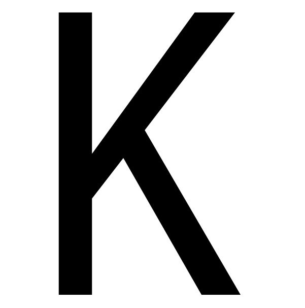 The House Nameplate Company Gloss Black uPVC Self-adhesive House letter K, (H)60mm (W)40mm