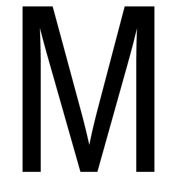 The House Nameplate Company Gloss Black uPVC Self-adhesive House letter M, (H)60mm (W)40mm