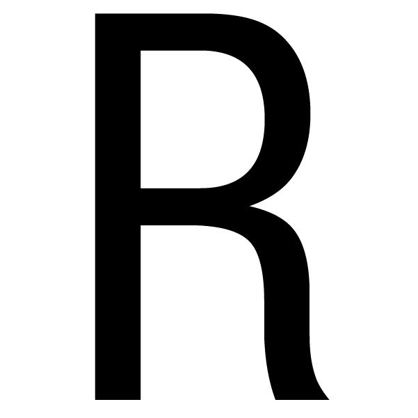 The House Nameplate Company Gloss Black uPVC Self-adhesive House letter R, (H)60mm (W)40mm