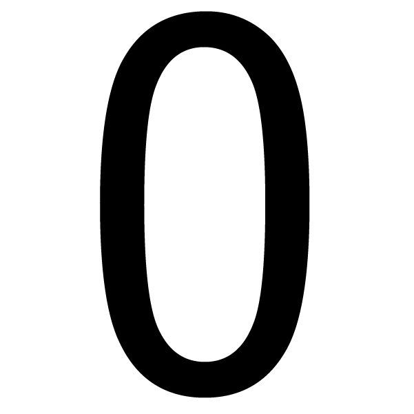 The House Nameplate Company Gloss Black uPVC Self-adhesive House number 0, (H)60mm (W)40mm