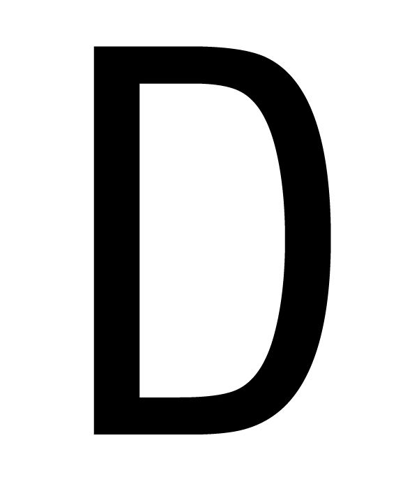 The House Nameplate Company Gloss Black & white uPVC Self-adhesive House letter D, (H)60mm (W)40mm