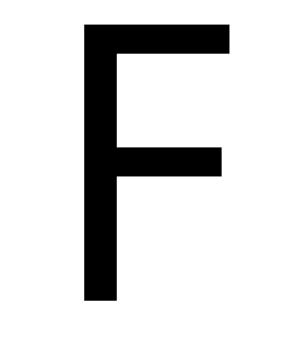 The House Nameplate Company Gloss Black & white uPVC Self-adhesive House letter F, (H)60mm (W)40mm