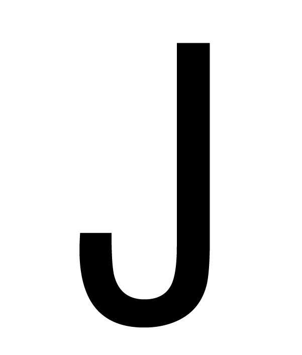 The House Nameplate Company Gloss Black & white uPVC Self-adhesive House letter J, (H)60mm (W)40mm
