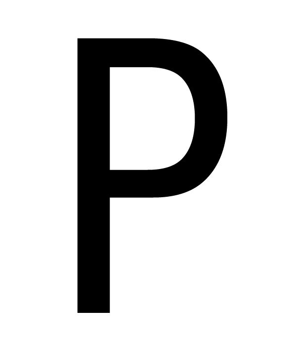 The House Nameplate Company Gloss Black & white uPVC Self-adhesive House letter P, (H)60mm (W)40mm